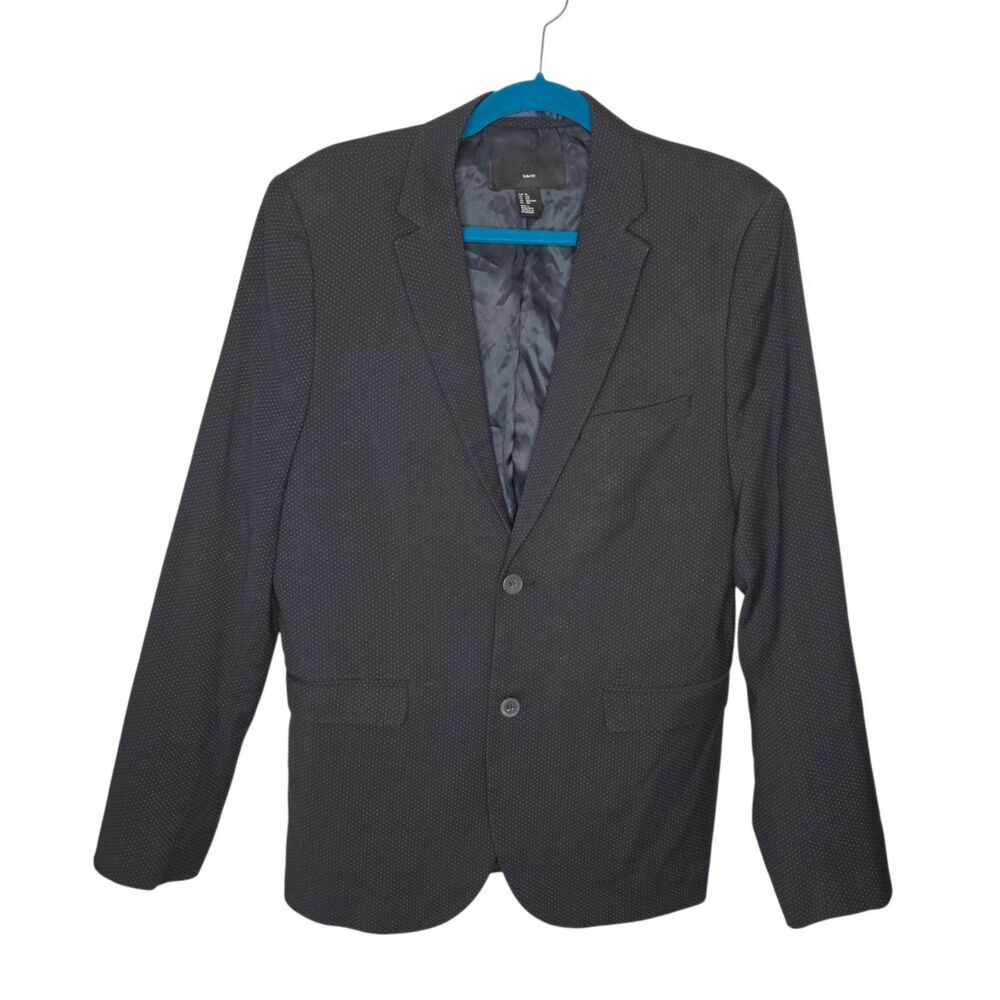 H&M Men's Slim Fit Polka Dot Micro-Pattern Blazer Jacket Sz 42R Black White